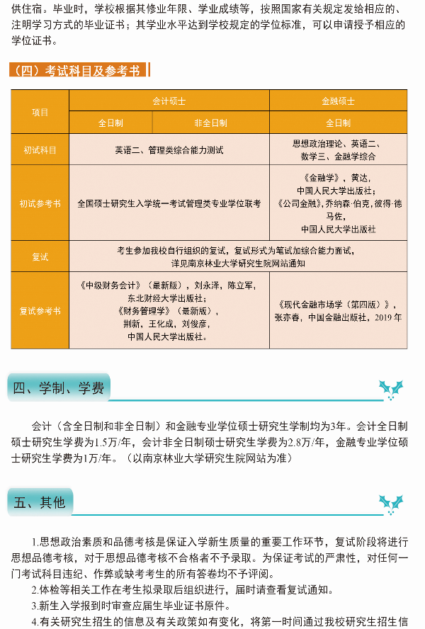 2022年南京林業大學會計碩士（MPAcc）招生簡章